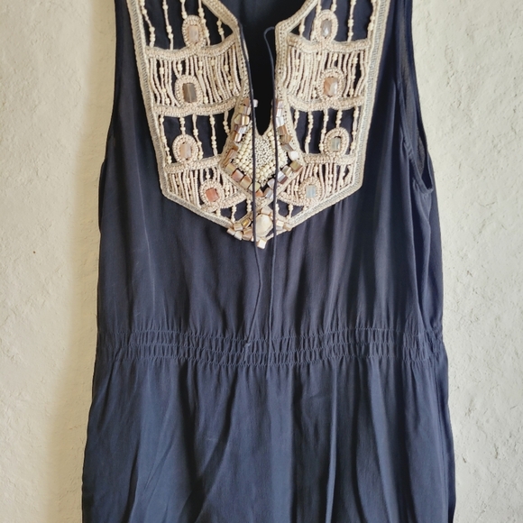 Allsaints Arcadian Black Maxi Dress Beaded Embellished Silk - Picture 4 of 15